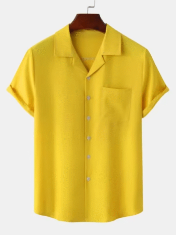 Solid Color Hawaiian Beach men’s short-sleeved