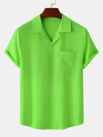 Solid Color Hawaiian Beach men’s short-sleeved